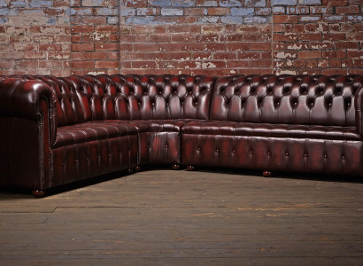 Chesterfield Ledersofa Ecksofa Sofa Polster Eck Sitz Garnitur 100% Leder