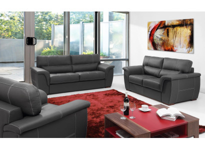 Leder Design Couch Polster Sitz Garnitur Sofa Garnituren 2+1 Leder Set