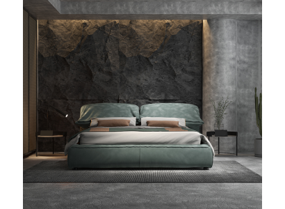 Grünes Schlafzimmer Bett Designer Doppelbett Luxus Material Holzgestell