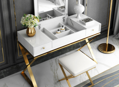 Moderner Weißer Schlafzimmer Schminktisch Mit Schubladen Holz Möbel