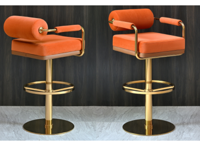 Oranger Barstuhl Edelstahl-Sitzer Edler Einsitzer Moderne Lounge Möbel