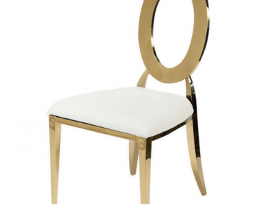 Gold-Weißer Luxuriöser Stuhl Hochstuhl Esszimmer Kunstlederstühle Holz