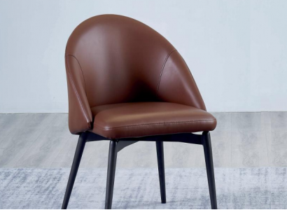 Brauner Lederstuhl Designer Einsitzer Moderne Esszimmer Holz Stühle