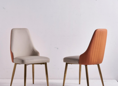 Orange-Beiger Esszimmerstühle Luxus Lederstühle Küchenstuhl Holz Möbel