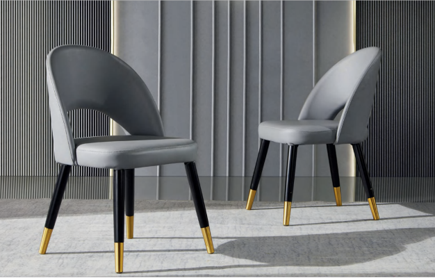 Moderner Grauer Esszimmer Stuhl 1-Sitzer Designer Einsitzer Holzstühle