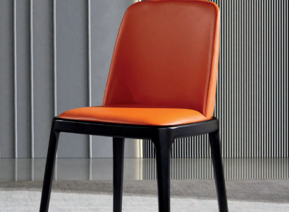 Orange-schwarzer Esszimmerstuhl Stilvolle Lehnstühle Moderner Holzstuhl