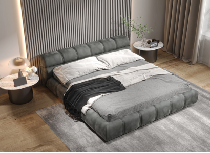 Niedriges Graues Schlafzimmer Bett Designer Doppelbett Moderner Stil