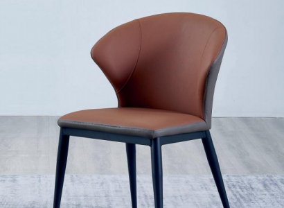 Esszimmer Schwarz-Brauner Stuhl Textil Einsitzer Designer Lehnstühle