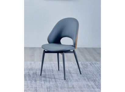 Grauer Einsitzer Designer Esszimmer Polsterstühle Luxus Holz Möbel Neu