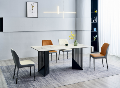 Moderne Esszimmer Möbel Designer Essgruppe 4x Polsterstühle Esstisch