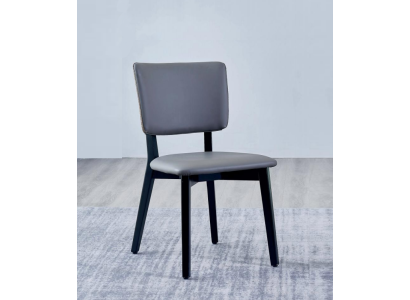 Einsitzer Designer Grauer Esszimmerstuhl Polsterstühle Leder Einsitzer