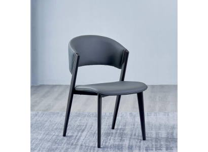 Grauer Lederstuhl Edle Esszimmerstühle Polster Einsitzer Holzstühle