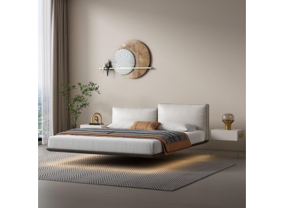 Weißes Wandbett Designer LED-Bett Modernes Schlafzimmer Doppelbett Neu