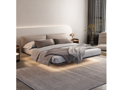 Hellgraues Schlafzimmer Bett Doppelbetten Luxuriöse Betten Holzgestell