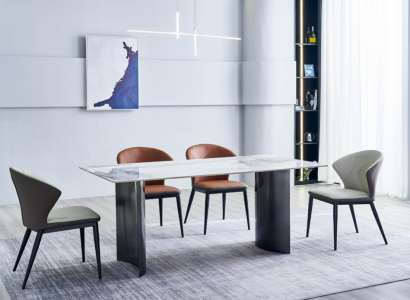 Esszimmer Möbel Weißer Esstisch 4x Kunstleder Stühle Luxus Einsitzer