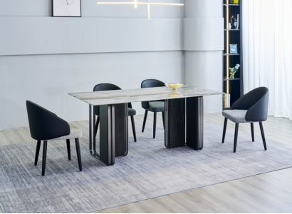 Rechteckiger Esszimmer Tisch 4x Stühle Moderne Esszimmergruppe 5tlg Neu