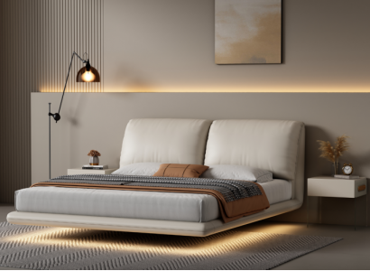 Weißes Wandbett Schlafzimmer Designer Holzgestell Möbel Doppelbetten