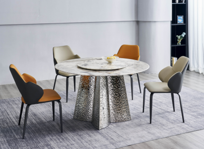 Moderne Essgruppe Designer Esstisch 4x Kunstlederstühle Luxus 5tlg Set