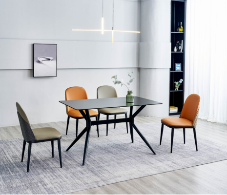 Esszimmer Set Designer Esstisch 4x Polsterstühle Edelstahl Möbel 5tlg