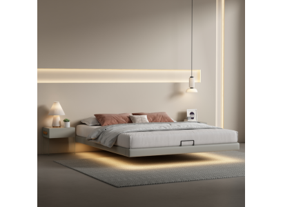 Graues Schlafzimmer Wandbett Designer Betten Luxus Holz Doppelbetten