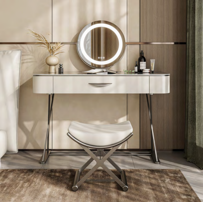 Weißer Schminktisch mit Spiegel Designer Kosmetiktisch mit Schubladen