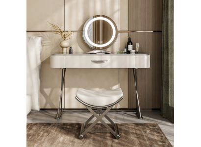 Weißer Schminktisch mit Spiegel Designer Kosmetiktisch mit Schubladen