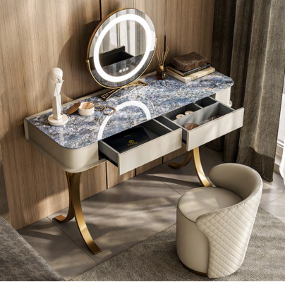 Schlafzimmer Beiger Schminktisch Designer Kosmetiktisch 2x Schubladen