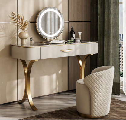 Beiger Schminktisch Designer Frisiertisch Frisierkommode Mit Schubladen