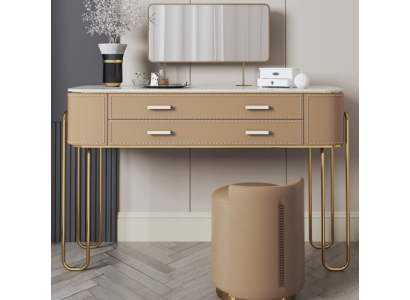 Brauner Frisiertisch Designer Schminktisch mit Schubladen Luxus Möbel