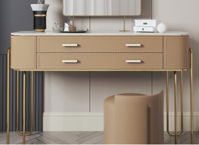 Brauner Frisiertisch Designer Schminktisch mit Schubladen Luxus Möbel