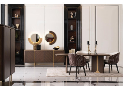 Essgruppe Essecke Esszimmer Esstisch Stühle 10tlg Braun Holz Anrichte