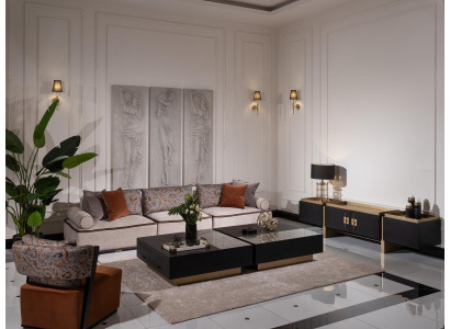 Sofagarnitur Dreisitzer Sessel Couchtische Set 6tlg Grau Wohnzimmer