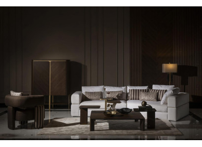 Wohnzimmer Garnitur Ecksofa Stoffsofa Sessel Couchtisch Set 6tlg Braun