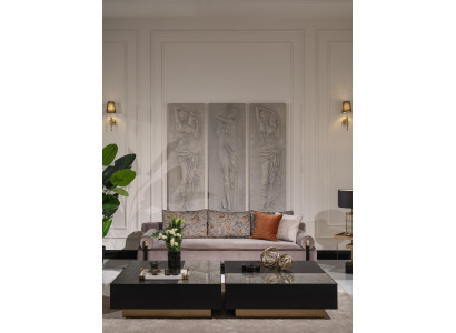 Komplett Wohnzimmer Dreisitzer Couchtische Grau 3tlg Stoffsofa Couch