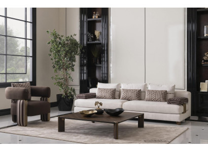 Komplette Couchgarnitur Sofa Sessel Braun Stoffsofa Polstersofa Tisch