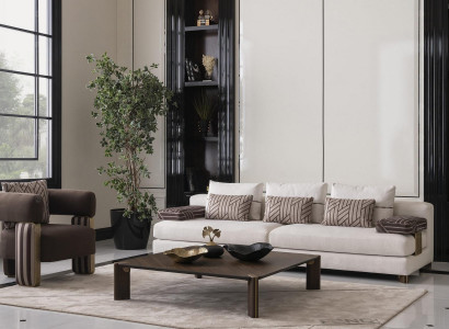 Komplette Couchgarnitur Sofa Sessel Braun Stoffsofa Polstersofa Tisch