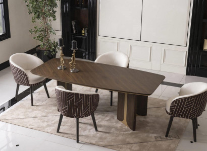 Essgruppe Essecke Esszimmer Esstisch Stühle Set 7tlg Braun Holz Gruppe