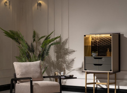 Gruppe Wohnzimmer Set 3tlg Sessel Beistelltisch Schrank Grau Relax