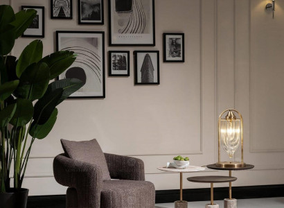 Komplette Wohnzimmer Sessel Beistelltische 4tlg Stoff Grau Holz Modern