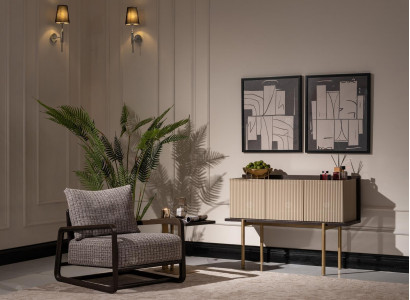 Wohnzimmer Set 3tlg Sessel Beistelltische Sideboard Grau Gruppe Relax