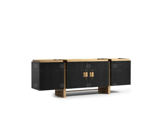 Anrichte Sideboard Schrank Kommode Holz Schwarz Modern Design Gold