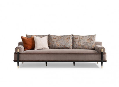 Dreisitzer Sofa 3 Sitzer Stoffsofa Grau Luxus Polstersofa Couch Stoff