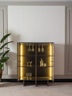 Barschrank Bar Vitrine Schrank Holz Wohnzimmer Weinschrank Modern