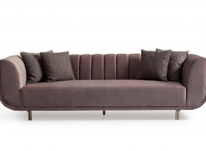 Moderne Couch Dreisitzer Sofa Polstersofa Stoffsofa Lila 3 Sitzer Neu