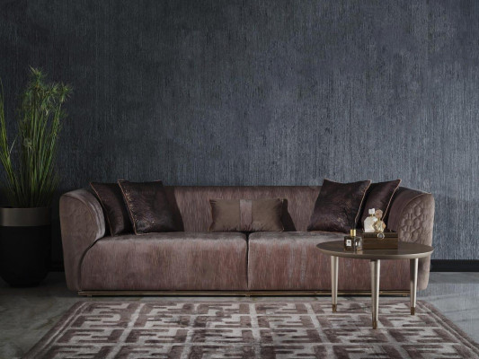 Modern Dreisitzer Sofa 3 Sitzer Polstersofa Stoffsofa Moderne Braun Sofas