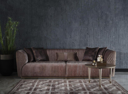 Modern Dreisitzer Sofa 3 Sitzer Polstersofa Stoffsofa Moderne Braun Sofas