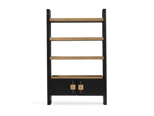 Design Schrank mit Regale Schranke Holz Schwarz Gold Holzschrank