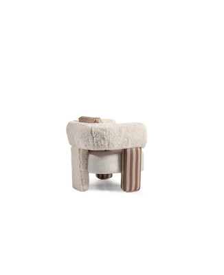 Sessel Einsitzer Clubsessel Weiß Stoff Sitz Wohnzimmer Cocktailsessel