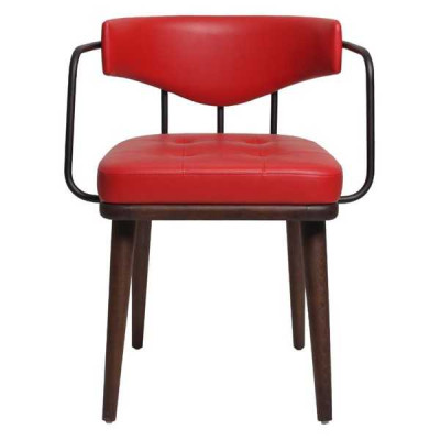 Roter Lehnstuhl Esszimmer Einsitzer Holzstuhl Wohnzimmer 1-Sitzer Stuhl