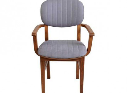 Grau Braun Holzstuhl Designer Stühle Luxus Esszimmer Armlehne Stuhl